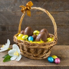 easter eggs in basket
