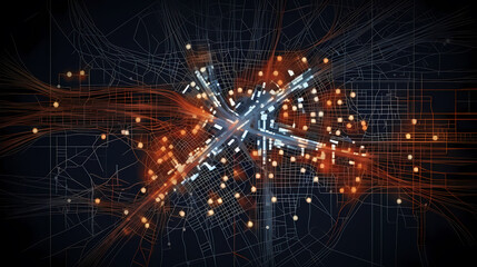 City map illustration, location and technology concept