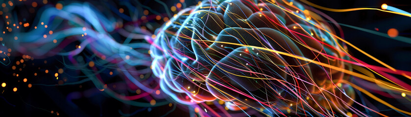 The complex wiring of a futuristic AI brain