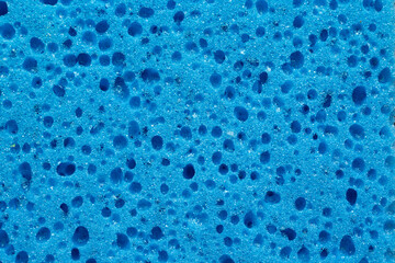 Close up pf texture of blue sponge, object background concept