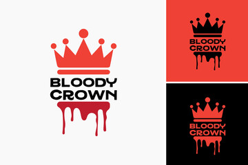 Bloody Crown logo: A crown dripping with blood, symbolizing power and authority. Perfect for edgy brands or entertainment ventures with a dark aesthetic.