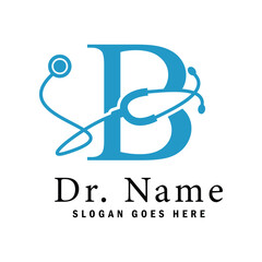 Letter B Stethoscope Logo. Alphabet B Doctor Business Icon