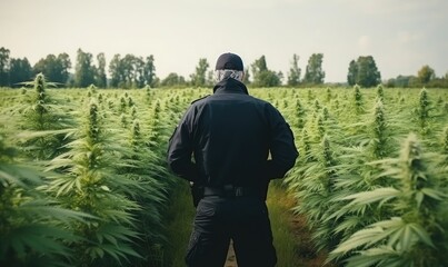 Police presence in marijuana plantations. suitable for your plant crime design - obrazy, fototapety, plakaty