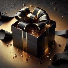 Gift with Elegant Black and Gold Background