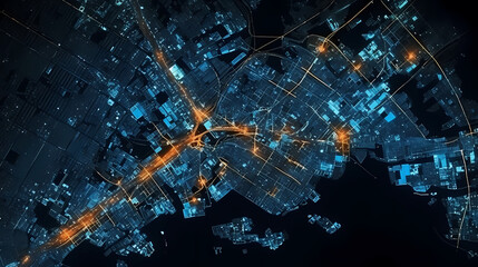 Obraz premium City map illustration, location and technology concept