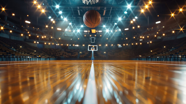Generative AI, Professional basketball court, empty sport arena background