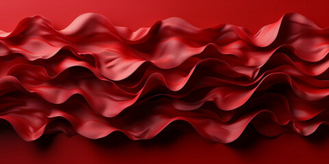Red wallpaper will silky smooth fabric drapes waves 