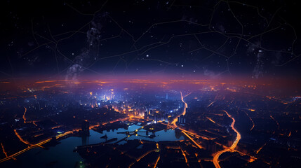 City map illustration, location and technology concept