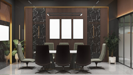 Fototapeta premium three mockups for photos in an office interior