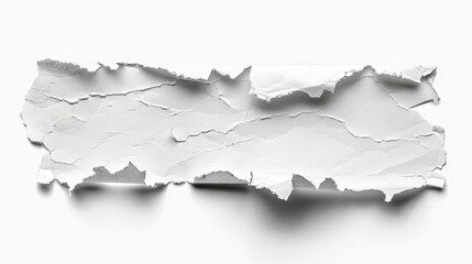 Isolated white torn paper piece design for creative projects on white background