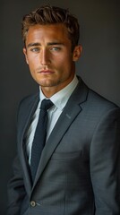 business photo of a man in a suit with short hair