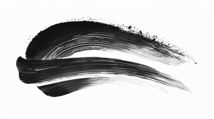 Black paint stroke isolated on white background for artistic design and creative projects