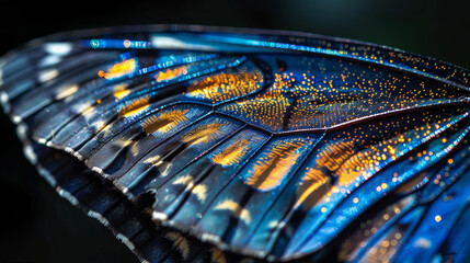 Close-up of a butterfly wing, showcasing the intricate patterns and colors of nature. - obrazy, fototapety, plakaty