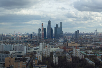 Residential area, Moscow International Business Center and panoramic view of Moscow, Russia