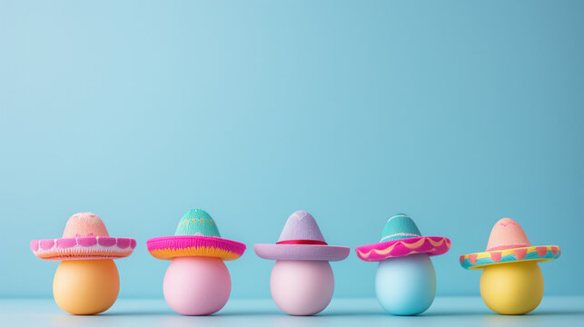 Easter eggs with colorful sombreros