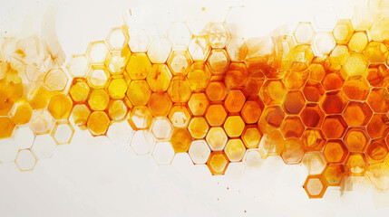 Abstract golden honeycomb pattern, ideal for themes of nature, bees, and organic products. - obrazy, fototapety, plakaty