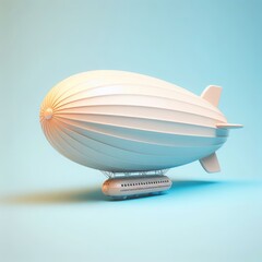 3D Model of Airship. Soft shapes 3D illustration with delicate pastel colors.