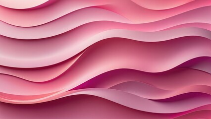 Obraz premium 3D wavy striped pattern adorning an elegant abstract design, foreground comprised of varying shades of pink, background exhibiting soft-focus vertical stripes, pink hues