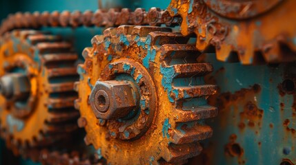 Old rusty gears as a technological background