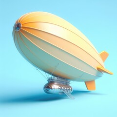 3D Model of Airship. Soft shapes 3D illustration with delicate pastel colors.