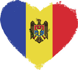 Moldova flag in heart shape.
