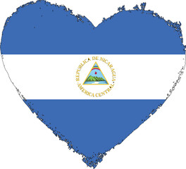 Nicaragua flag in heart shape.
