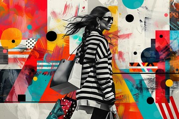 Contemporary Art Collage of Stylish Shopping Spree

