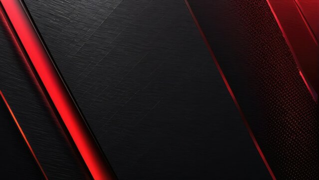 Abstract light pattern featuring a gradient transition from red to black, cast over a metallic texture with a soft tech appeal, diagonal lines creating a dark, clean, and modern aesthetic
