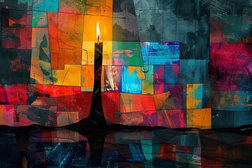 Contemporary Art Collage of Good Friday Candle

