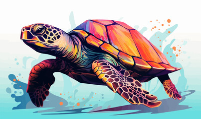 Turtle isolated vector style on isolated background illustration