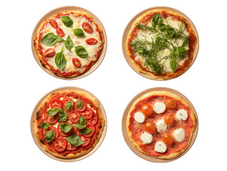 Fototapeta na wymiar pizza collection set isolated on transparent background, transparency image, removed background