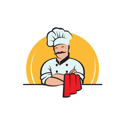 chef icon with towel isolated on white background