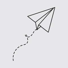 Paper plane with dotted line, Origami paper airplane, Travel symbol, vector illustration, eps10