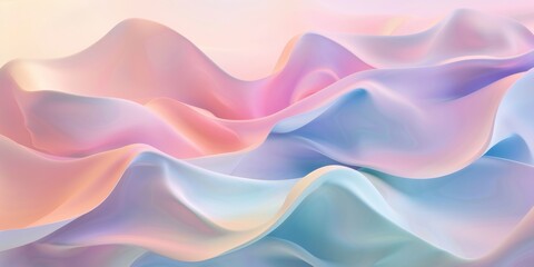 Obraz premium Soft pastel fabric-like waves in a seamless flow, ideal for serene backgrounds and soothing designs with a sense of fluidity and calm.