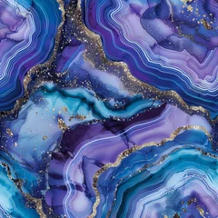 Papier Peint photo Lavable Cristaux blue violet agate pattern with glitter sparkles 