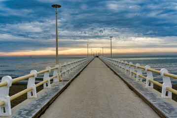 Obraz premium Panoramic views taken from the Caricatore bridge of the town of Forte dei Marmi Lucca Tuscany Italy at sunset