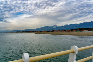 Panoramic views taken from the Caricatore bridge of the town of Forte dei Marmi Lucca Tuscany Italy...