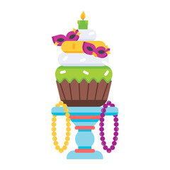Check flat icon of carnival cupcake 