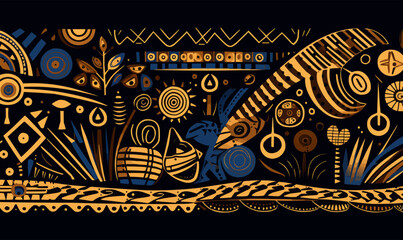 african inspired seamless pattern, ethnic abstract background traditional vector wallpaper