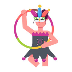 Hula dancing flat character icon 