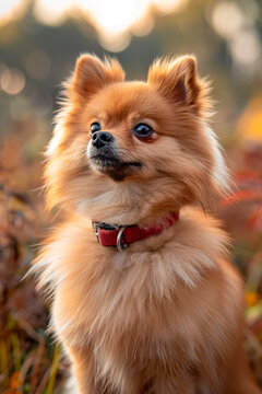 Pomeranian dog in profile