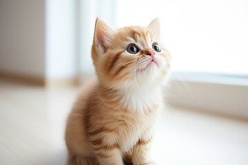 Close-up of beautiful tabby kitten on clean white background, perfect for pet product promotions