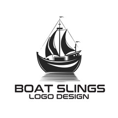 Boat In Slings Vector Logo Design