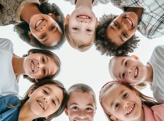 Circle of Joyful Children Smiling Together. Generative ai