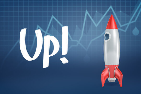 Rocket ready to launch with 'Up' text
