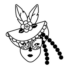 A glyph style icon of queen mask 