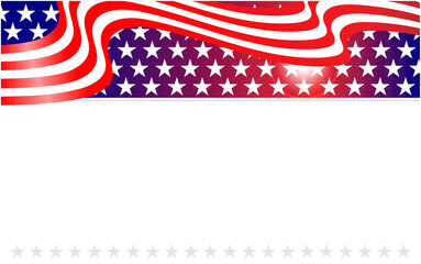 USA flag symbols border with ribbon and stars with blank space.