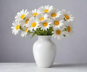 vase with beautiful white flowers, png file of isolated cutout object with shadow on background.