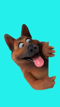 Fun 3D cartoon dog vertical animation (with alpha channel included)