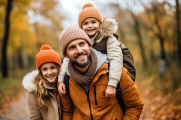 Fototapeta premium Father and Kids Discovering Nature's Wonders